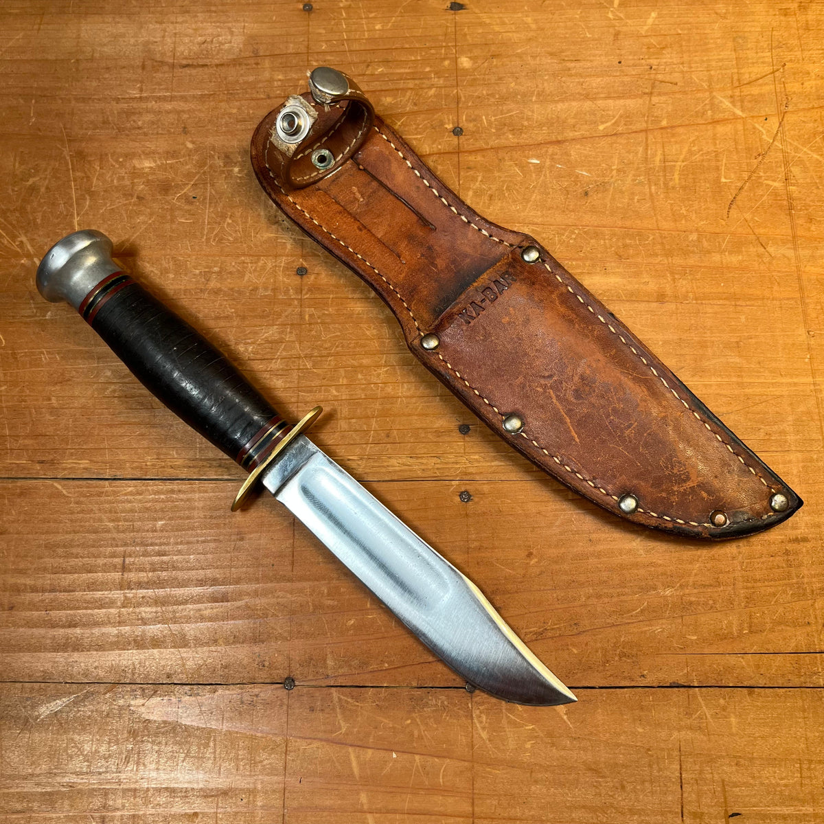 Case 5" Fixed Blade Marble's Style Carbon Steel Stacked Leather 1940s