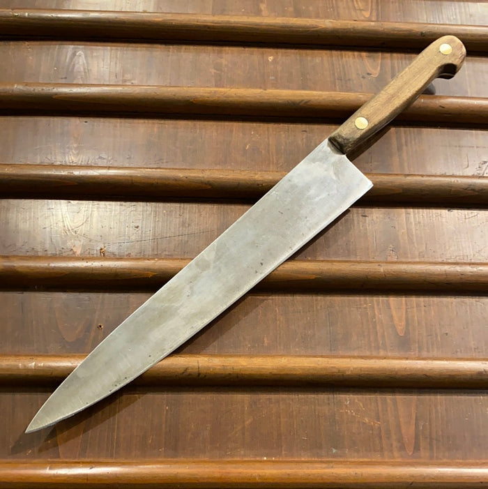 Unmarked 11.75” Chef Knife Carbon Steel American 1930’s-50’s