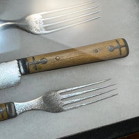 Landers Frary & Clark American Table Knife & Fork Sets Cast Pewter & Bone