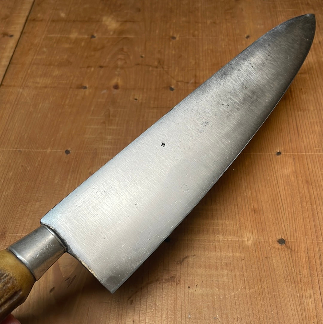 American 10" Chef Carbon Steel Antler & Sterling Ferrule Re-Handle