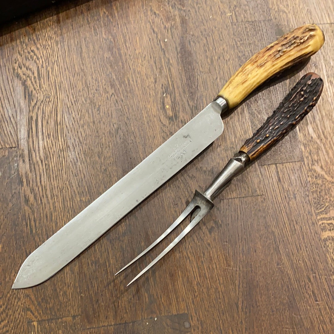 Joseph Rodgers & Sons Cutlers to His Majesty Carving Knife & Fork 1901 to 1948 pre 1930?