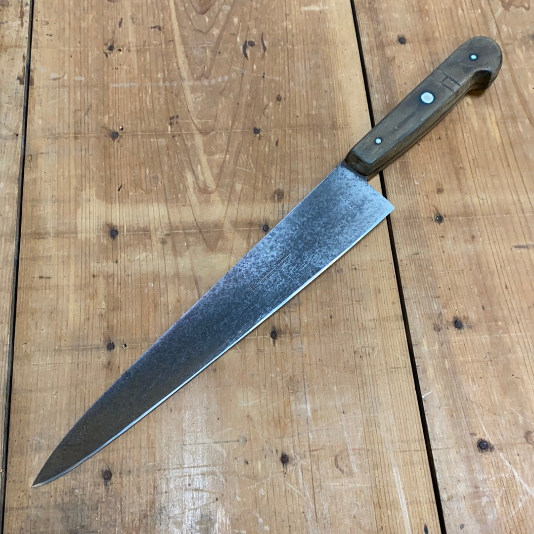 J A Henckels 10” Chef Knife Carbon Steel 1950’s-60’s 225-10”