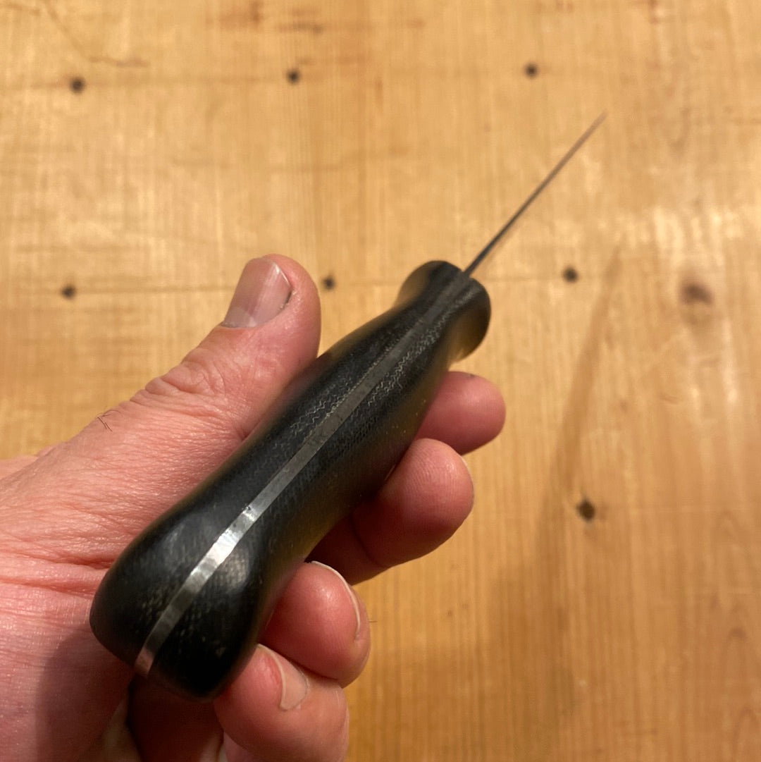 Handmade 4.25” Boning Knife Semi Flex Carbon Steel Linen Micarta