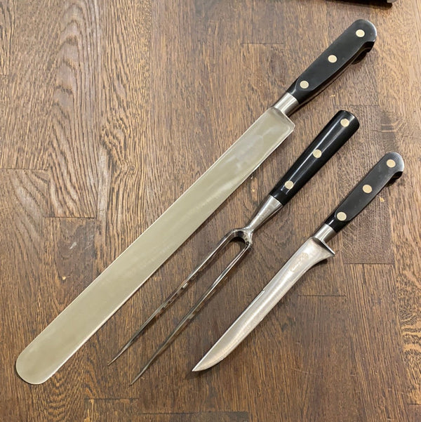 Sabatier Trumpet Ancienne Maison Carving Set Forged Stainless 1950’s