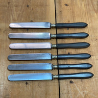 French Sm Table Knife Set of 6 Acier Fondu Paris Carbon Steel Ebony