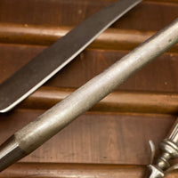 Unmarked 3pc Carving Set Carbon Steel Sterling Handles USA 1890’s-1920’s?