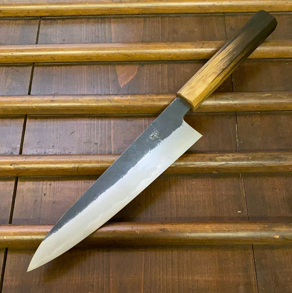 Hado Sumi 210mm Gyuto Shirogami #2 Kurouchi Finish - Burnt Oak