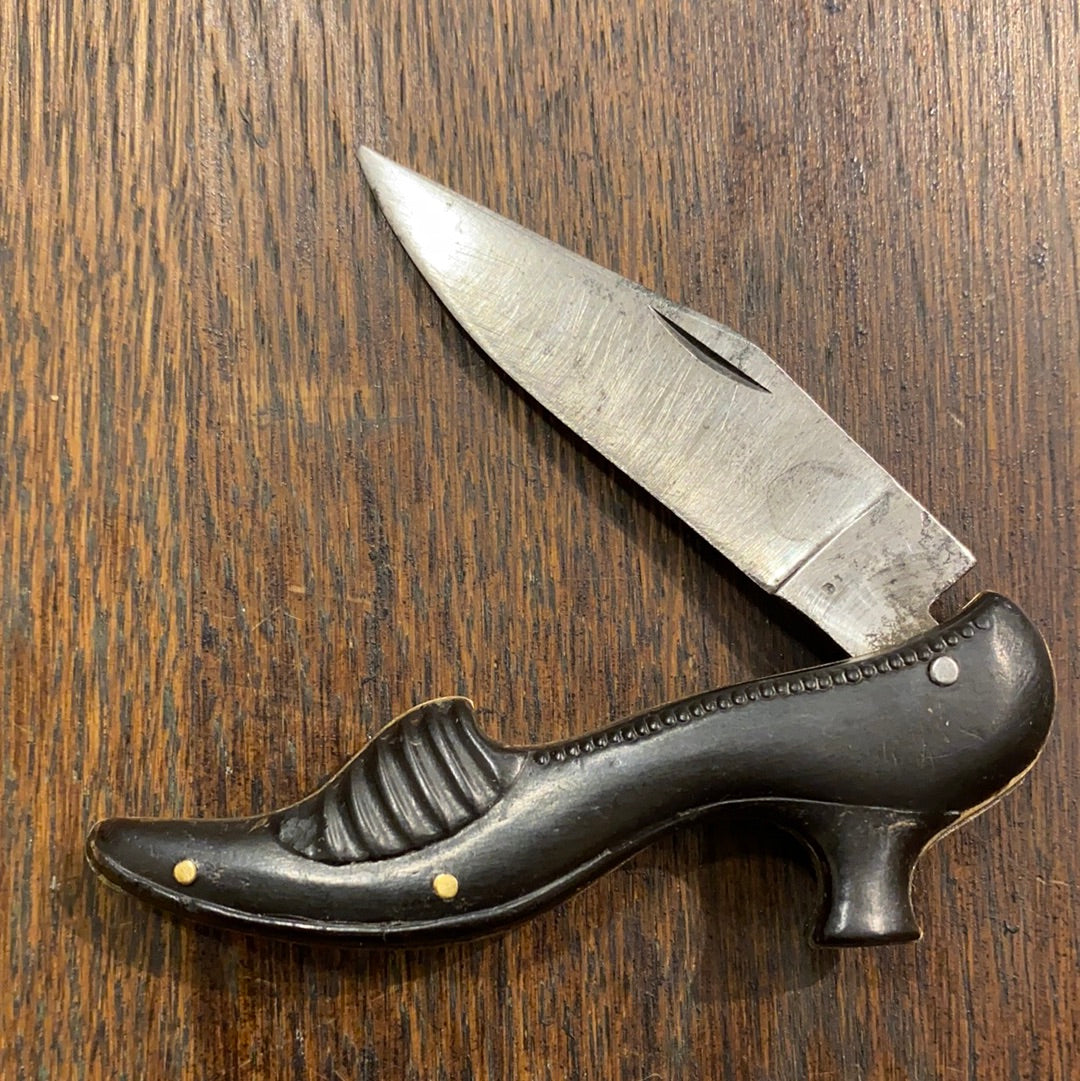 Unmarked (French?) Figural Ladies Shoe Knife 3” 1920’s?