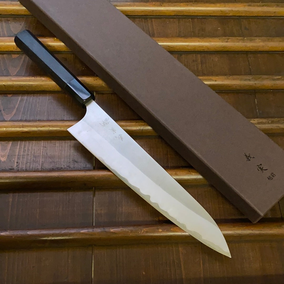 Yoshimi Kato 240mm Gyuto Stainless Clad Aogami Super Ebony Horn