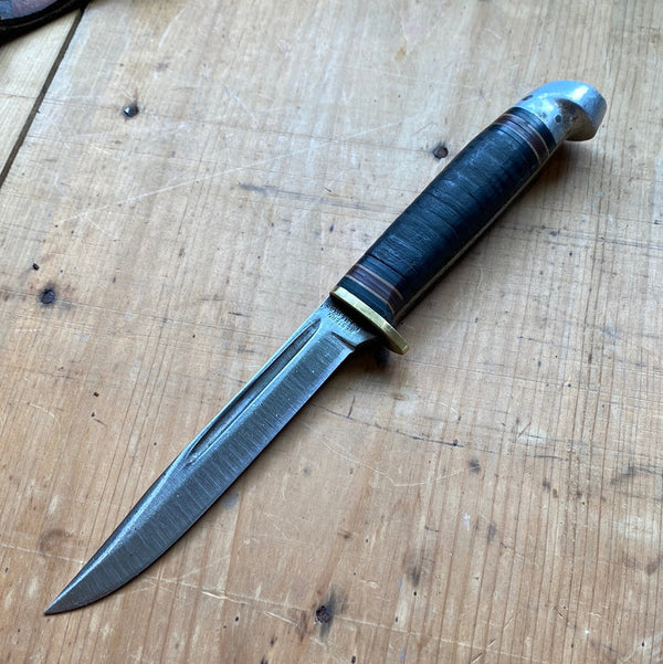 Western 4.25” Bird & Trout Fixed Blade Knife Boulder Colo. L48AGB 1950’s-60’s