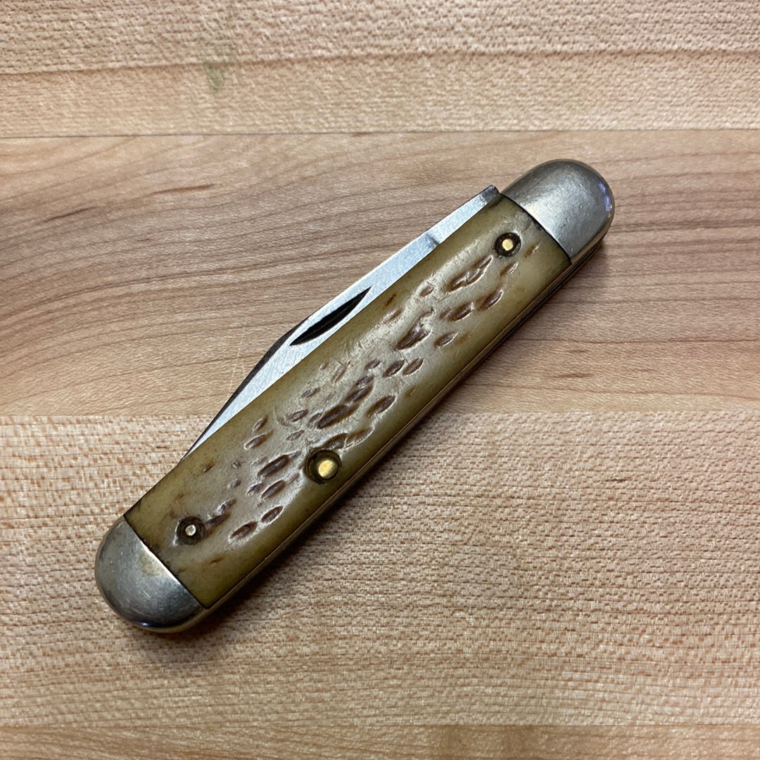 Unmarked 3 3/4” Jack Knife Carbon Steel Bone Hafts