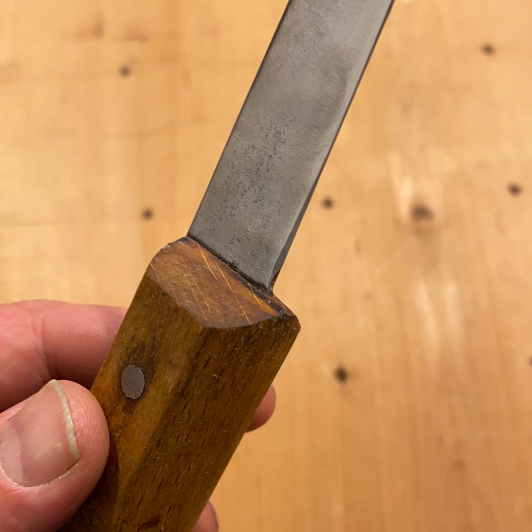 Unmarked 5” Stiff Boning Knife Carbon Steel & Beech USA 1930’s?