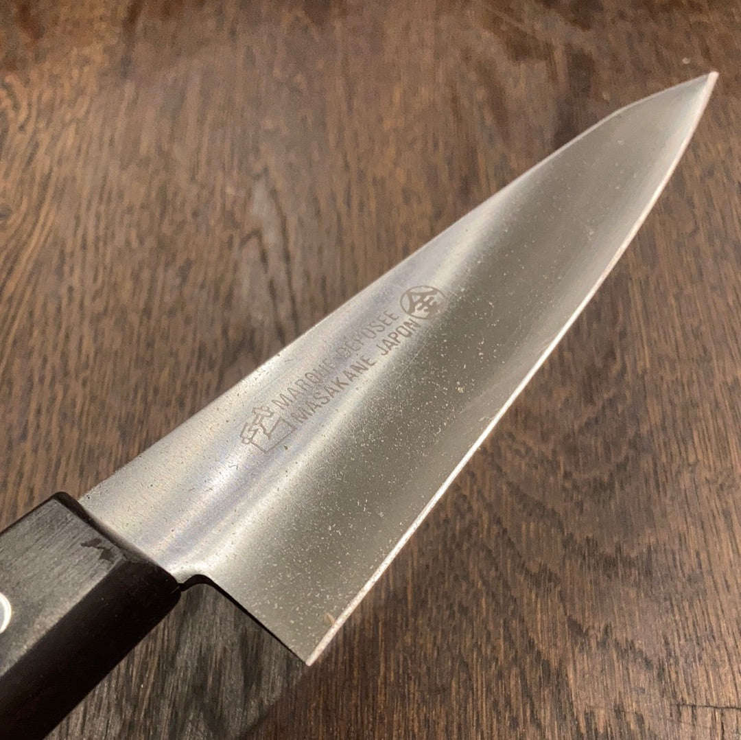 Masakane New Old Stock 150mm Honesuki Kaku SK Carbon Steel Ebony (No Bolster)