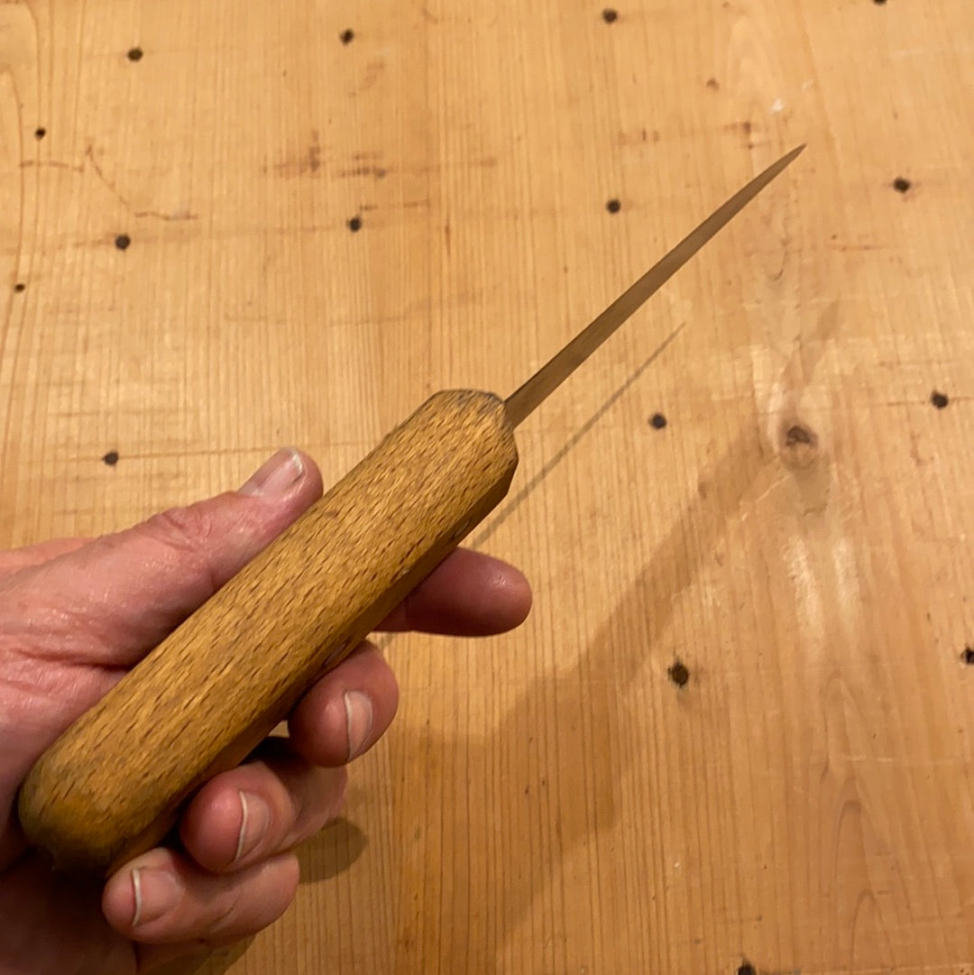 Unmarked 5” Stiff Boning Knife Carbon Steel & Beech USA 1930’s?