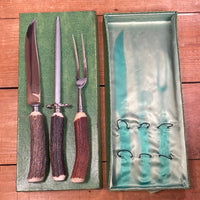 Eichenlaub Carving Set Stainless & Stag Solingen Germany ~1950s-60s In Box