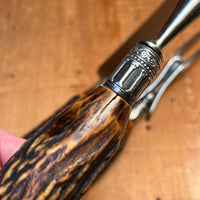 American Carving Set Carbon Steel Sterling Ferrules Stag 1880s-1920s