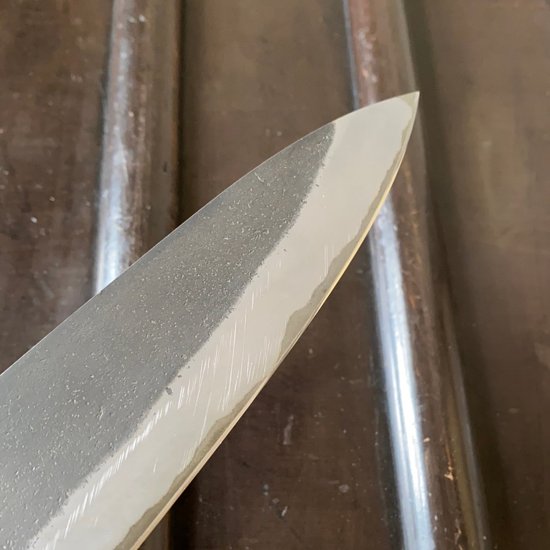 Konosuke Sanjo MB 240mm Gyuto Stainless Clad Shiro 2 Chestnut Handle & Saya