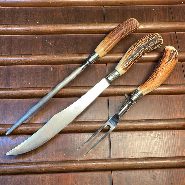 Bear Brand Carving Set Stainless & Stag 1930's-50's