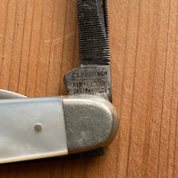 JS Holler & Co. Adolph Blaich SF 3 1/8” Pen Knife Mother of Pearl 1893-1915