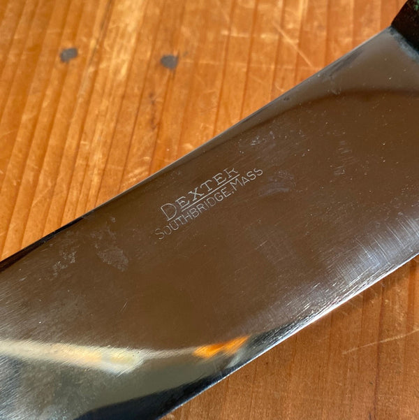 New Old Stock Dexter 10" Scimitar Carbon Steel Mirror Finish Rosewood 1950's-70's