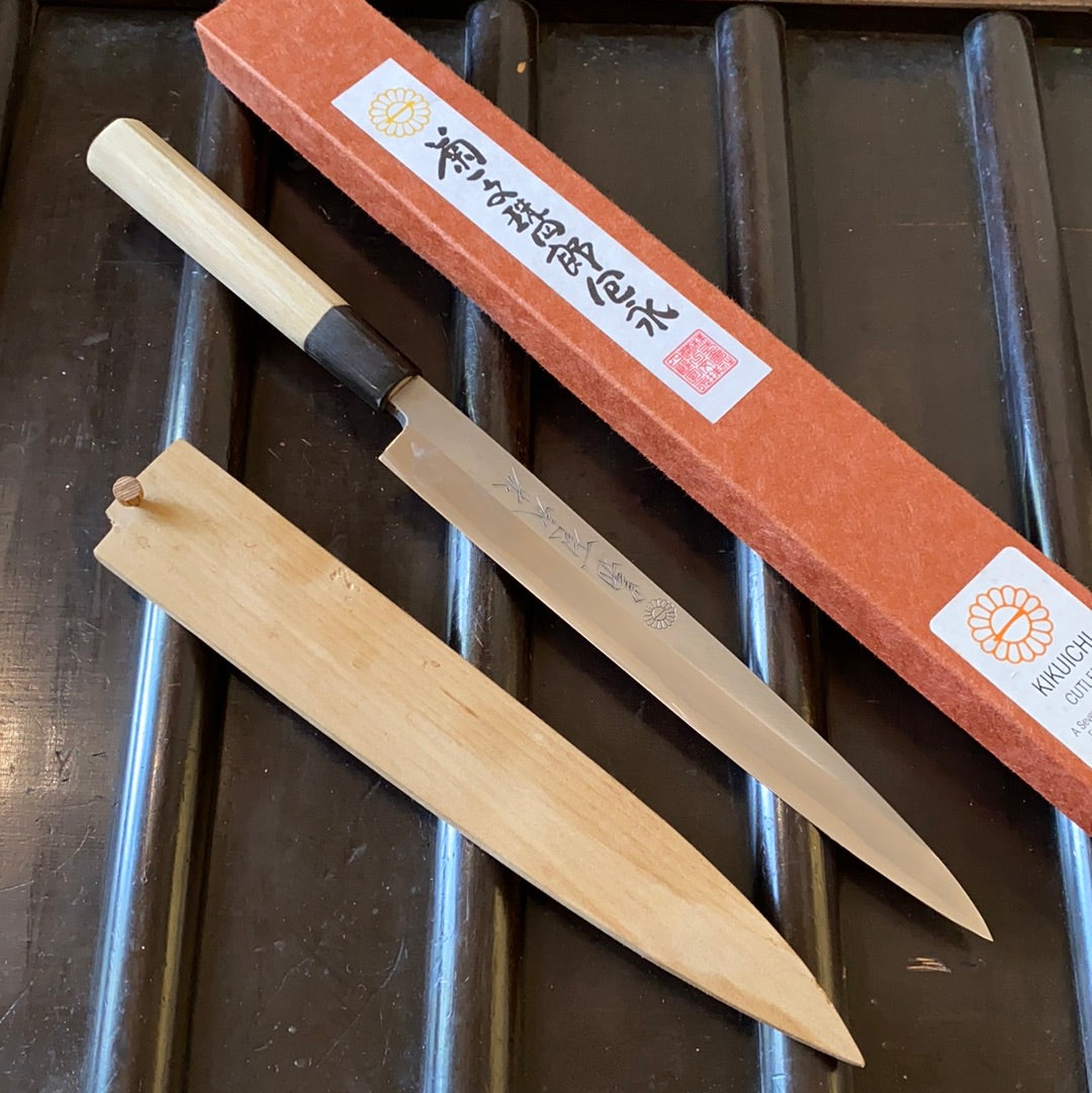 Kikuichi Kasumi 240mm Yanagi Shirogami 2 W Saya