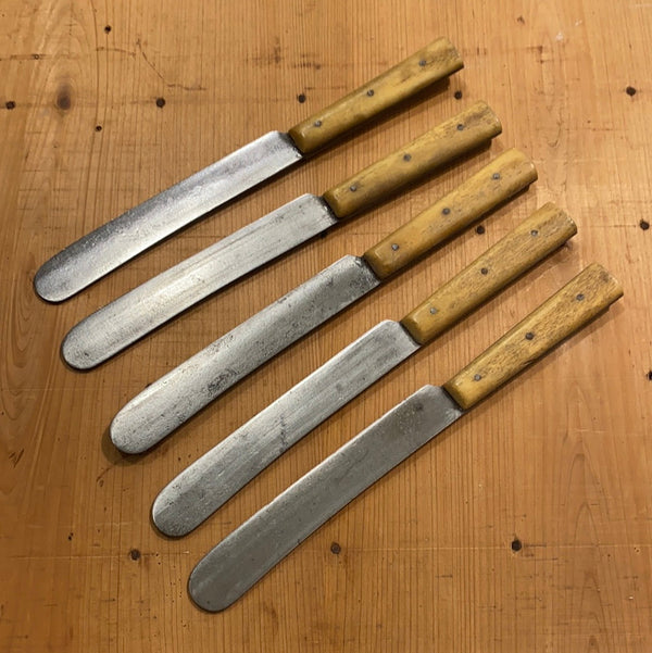 E E Wood Cutlery Co Northampton Mass Set of 5 Table Knives C 1890-1900