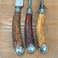 Landers Frary & Clark Aetna Works Carving Set Carbon Steel Sterling Stag ~1880s-1910s