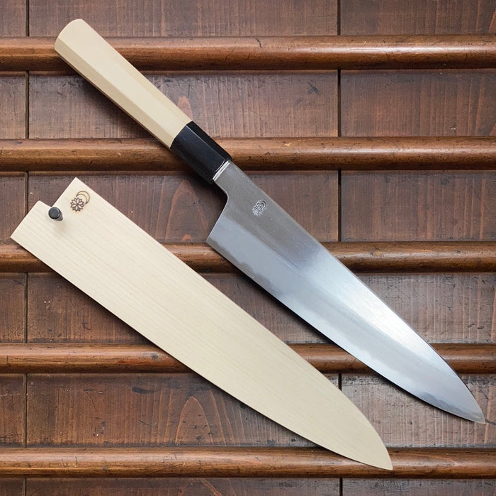 Sakai Kikumori Kikuzuki Kasumi 240mm Gyuto Shirogami 2 with Saya