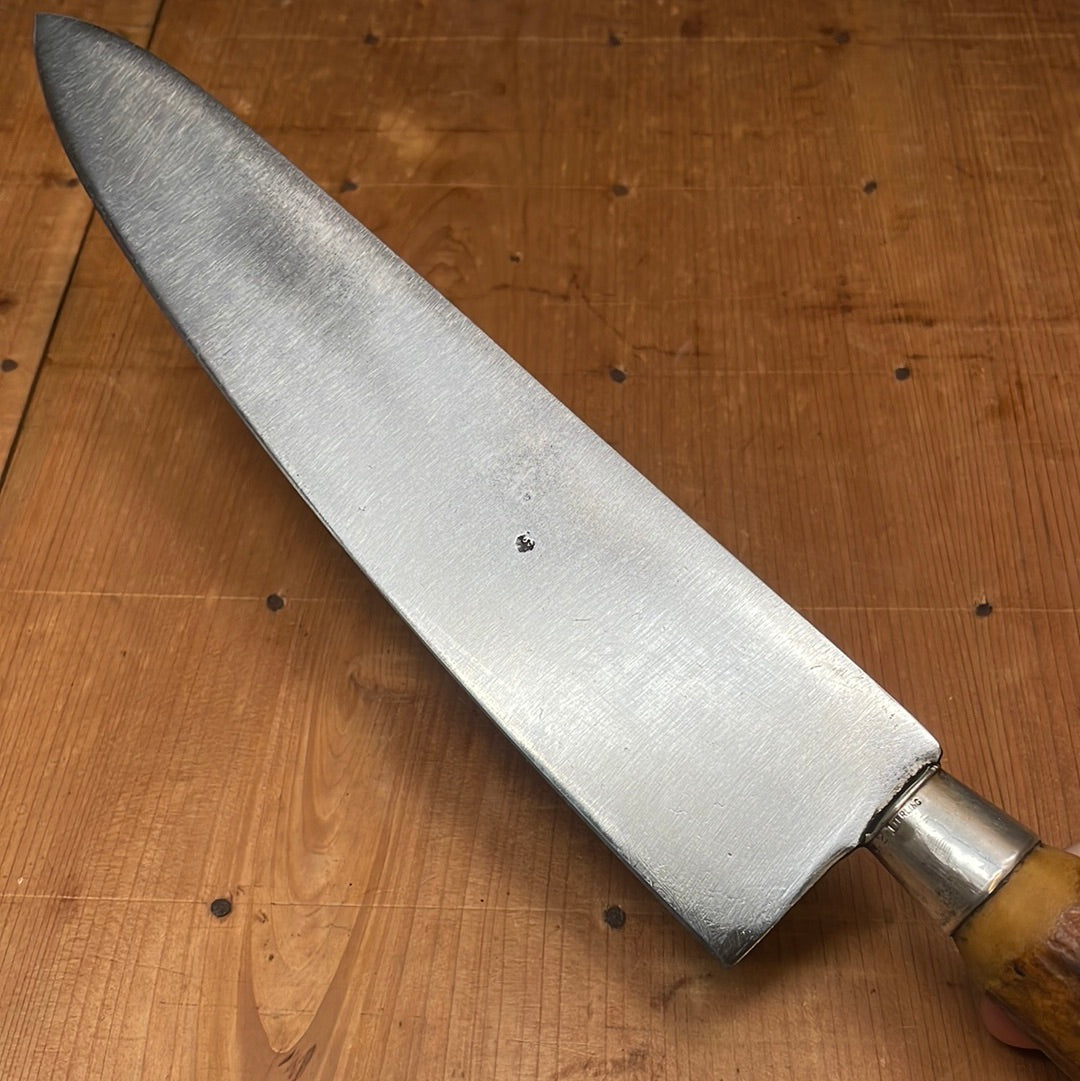 American 10" Chef Carbon Steel Antler & Sterling Ferrule Re-Handle