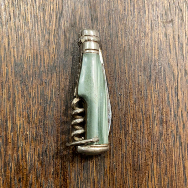 Tiny 2” Figural Champagne Bottle Knife Richards of Sheffield 1960’s