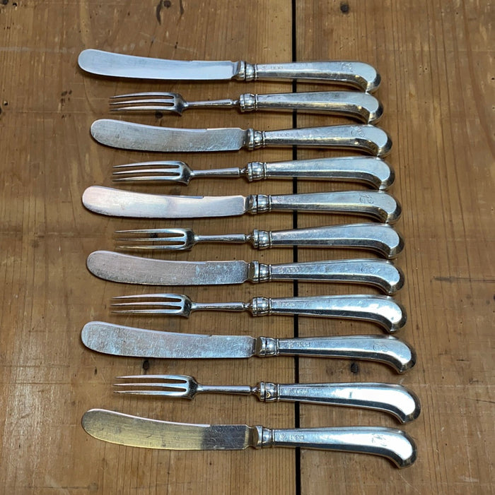Thomas Bradbury & Sons Sterling Georgian Style Tea Forks & Knives Hallmarked 1926