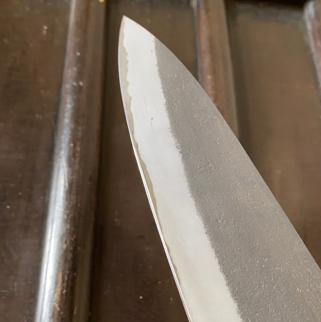 Konosuke Sanjo MB 240mm Gyuto Stainless Clad Shiro 2 Chestnut Handle & Saya