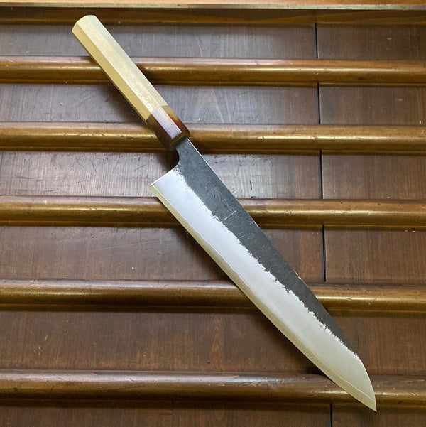 Konosuke Madei Sumiiro 240mm Gyuto SLD Kurouchi Nashiji - by Nihei - Blonde Horn