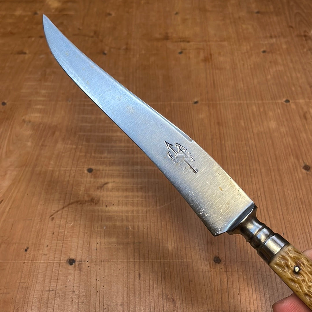 H Boker / Wyeth Hardware 6" Carving Knife Carbon Steel Jigged Bone Solingen 1915-20