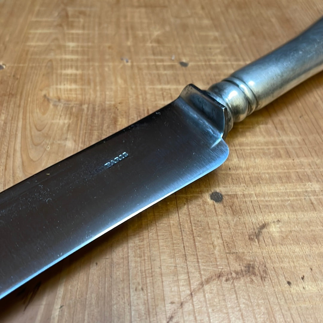 French 7.5" Carving Knife Forged Carbon Silverplate Handle 'Paris' 1920's?