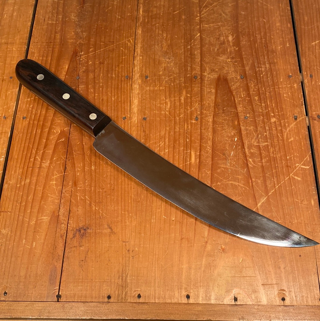 New Old Stock Dexter 10" Scimitar Carbon Steel Mirror Finish Rosewood 1950s-70s
