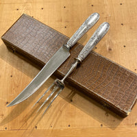 French Carving Set Silver & Carbon Steel Paris Acier Forge