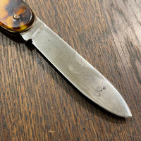 Unmarked 3 1/2” Wide Pen Knife Imitation Tortoise - France 1920’’s 30’s??