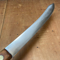 Landers Frary & Clark 11.5" Bullnose Scimitar Carbon Steel & Beechwood 19th C