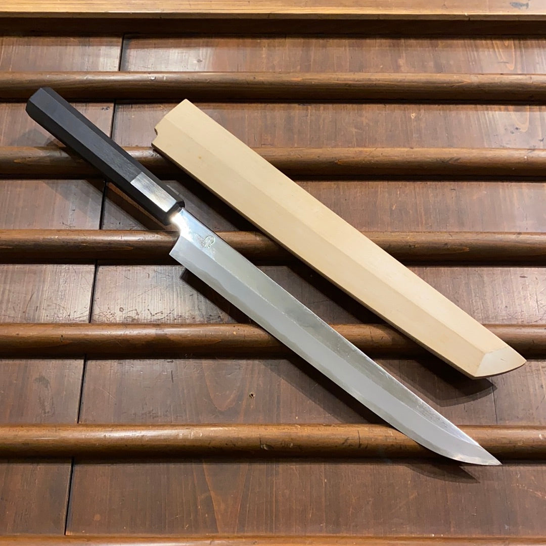 Sakai Kikumori Choyo 270mm Saber Tip Sakimaru Takobiki Aogami 1 with Saya
