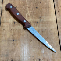 Unmarked 5.25” Boning Knife Stiff Carbon Steel Rosewood Handle -German 1960’s?