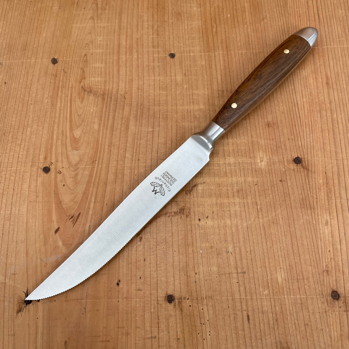 Eichenlaub Forged Tableware Steak Knife Set Stainless Dark Oak Matte Handles - 6 Pieces