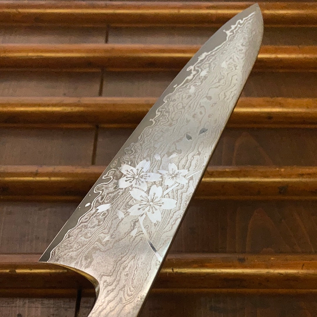 Hitohira Uki Sakura 240mm Gyuto Damascus Ebony Handle(Fusion)