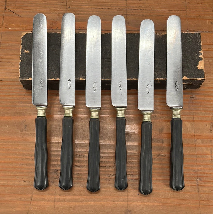French Table Knives Carbon Steel Ebony Acier Fondu 1875-1925