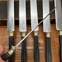French Table Knives Carbon Steel Ebony Acier Fondu 1875-1925