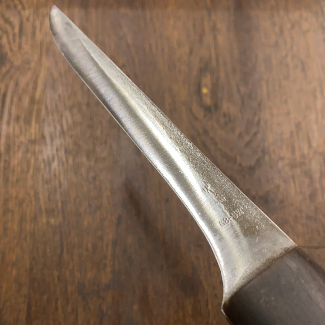 J. A. Henckels 5.25” Stiff Narrow Boning Knife Carbon Steel Walnut 3 Pins & Rivet 1950’s?