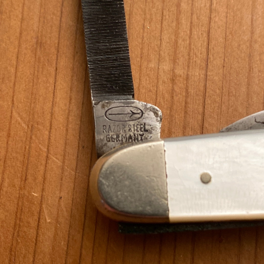 JS Holler & Co. Adolph Blaich SF 3 1/8” Pen Knife Mother of Pearl 1893-1915