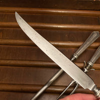 Unmarked 3pc Carving Set Carbon Steel Sterling Handles USA 1890’s-1920’s?