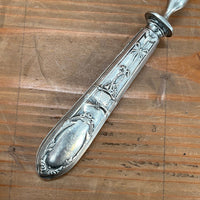 French Carving 3 Tined Fork Carbon Steel Silver Handle