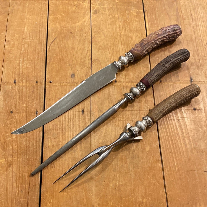 LF&C Universal Carving 3Pc Set Knife Fork Steel Carbon Steel Stag Sterling